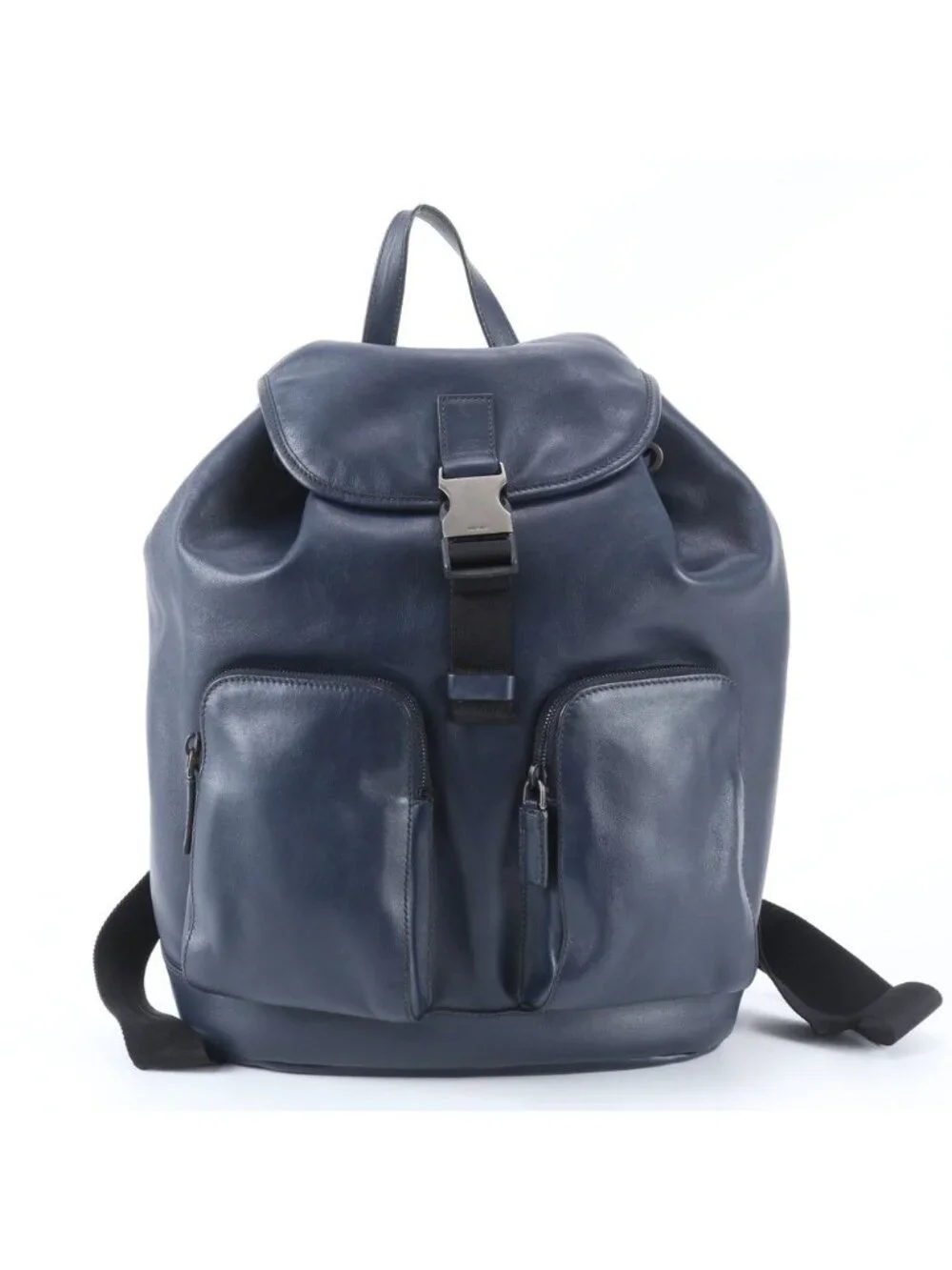 Prada Leather Backpack Shoulder Bag Navy